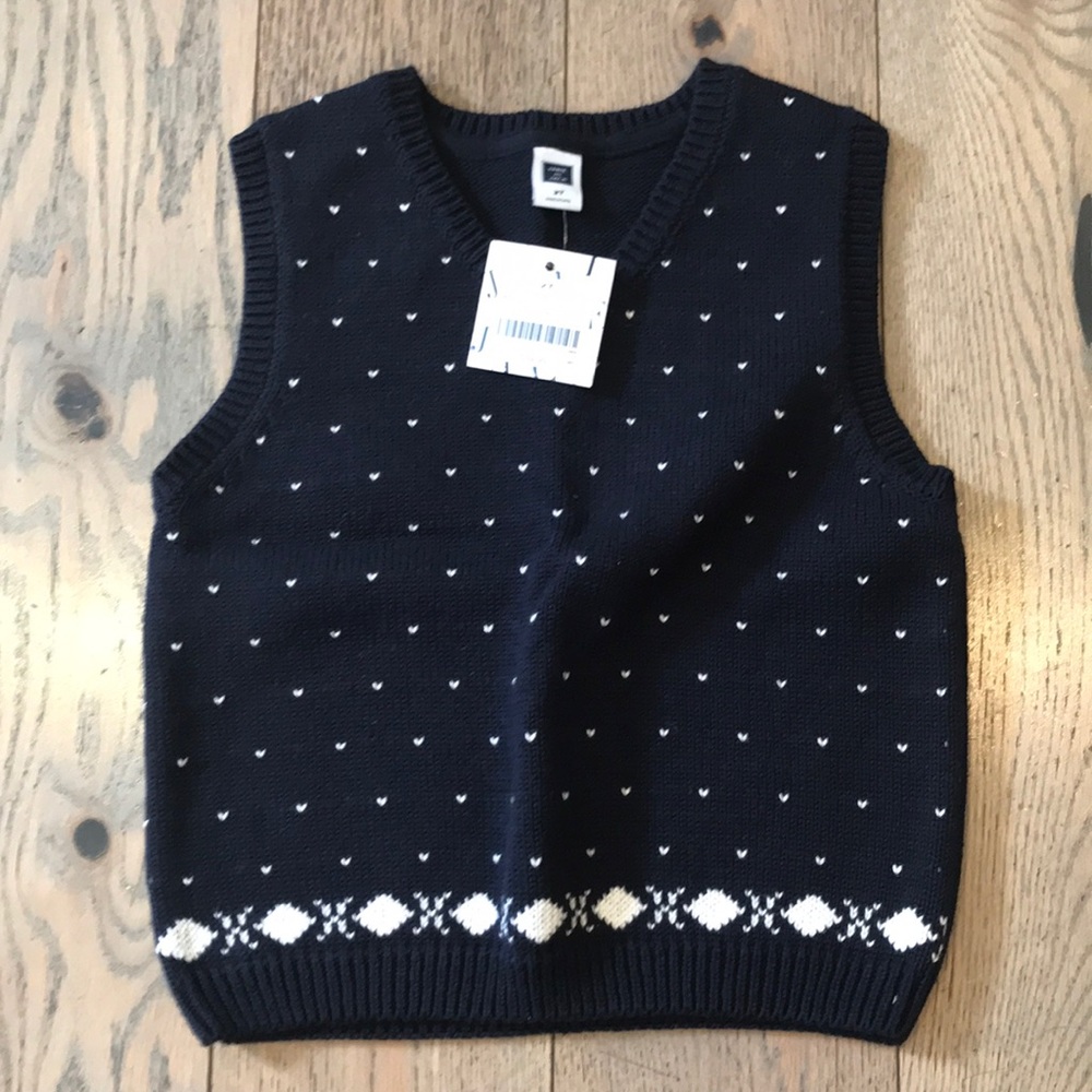 New with tags Janie and jack navy blue white vest